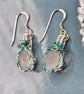 Scottish sea glass Sterling Silver fish hook earrings - Unique gift