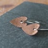 Hammered copper heart earrings