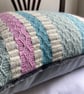 Patsy Cushion: Rose, Sky Blue & Seaglass Green. Handwoven in Wales - Image 6