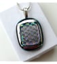 Dichroic Glass Pendant 259 Emerald Silver Handmade with silver plated chain - Image 1