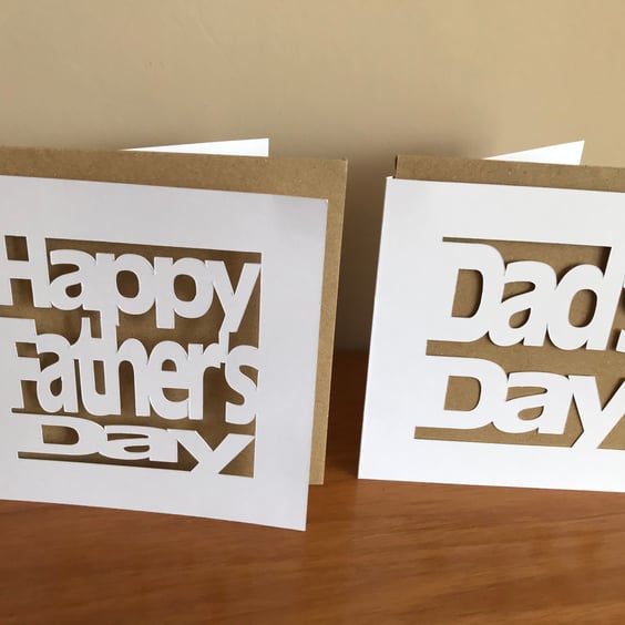 Father's Day Cards on white or brown kraft card with envelope, insert, cello bag