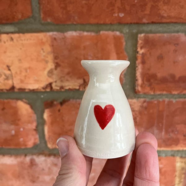 Handmade Ceramic mini Bud Vase - Heart Design 