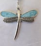 Silver and Turquoise Blue Enamelled Dragonfly Necklace - Image 4