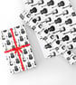 Gift Wrap Guitar Design & Matching Tag-Black-White Gift Wrapping Paper-Tag LG27