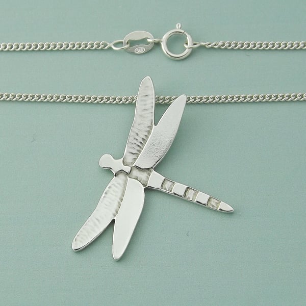 Large Sterling Silver Dragonfly Pendant - Transformation & Clarity Jewellery
