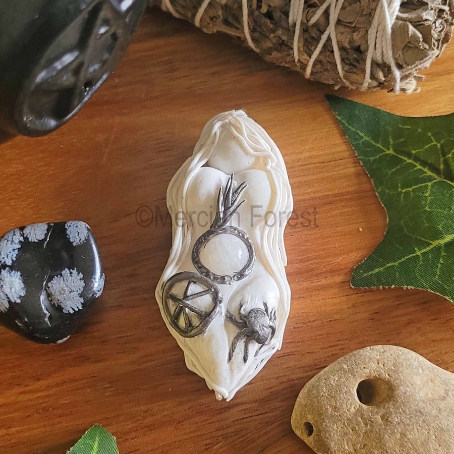Altar Goddess, Arianrhod Handmade Pagan Altar Decoration Amulet Witchcraft Witch