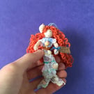Tiny Mermaid Doll Hanging Decoration, Orange, Sea Themed Mermaid Gift