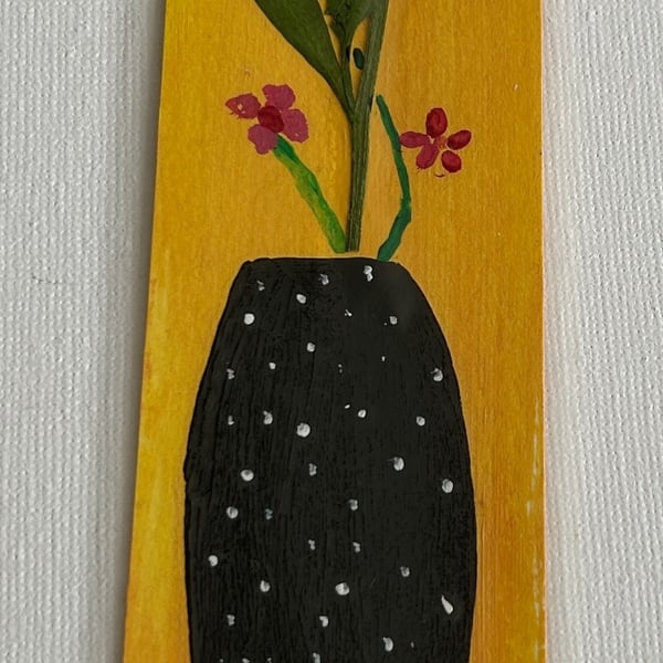Handmade bookmark. Double sided, original artwork .floral design 