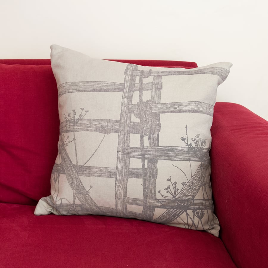 Cold Spell "Fence" linen cushion