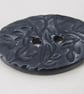 Large Coal Black Sprig Oval Handmade Ceramic Button - Image 4