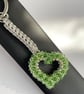 Green Crystal Open Heart Handbag Charm, with a Chainmaille Chain and Keyring  - Image 7