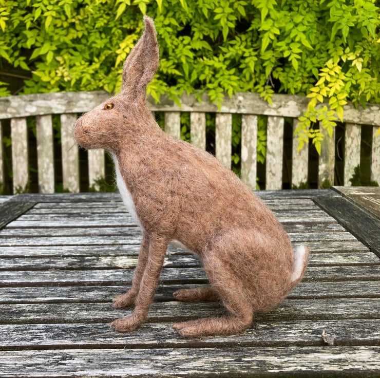 Woollen sculpture, needle felted brown hare - Folksy
