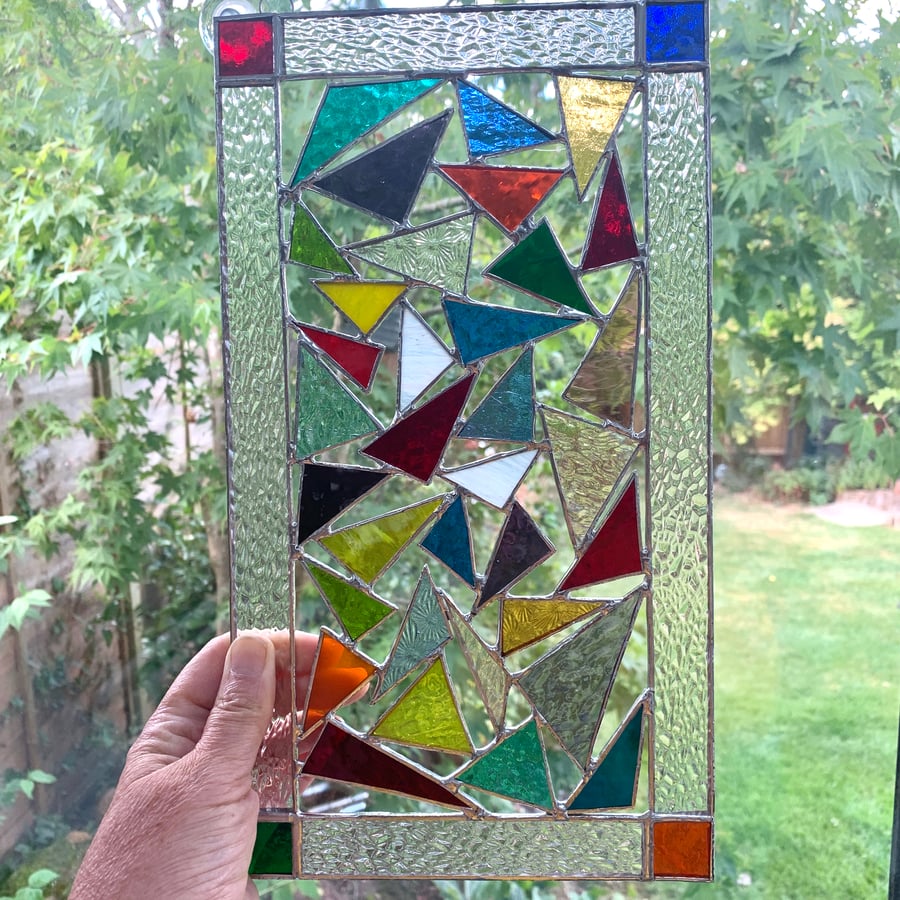 Stained Glass Panel Suncatcher - Handmade Hanging Window Decoration