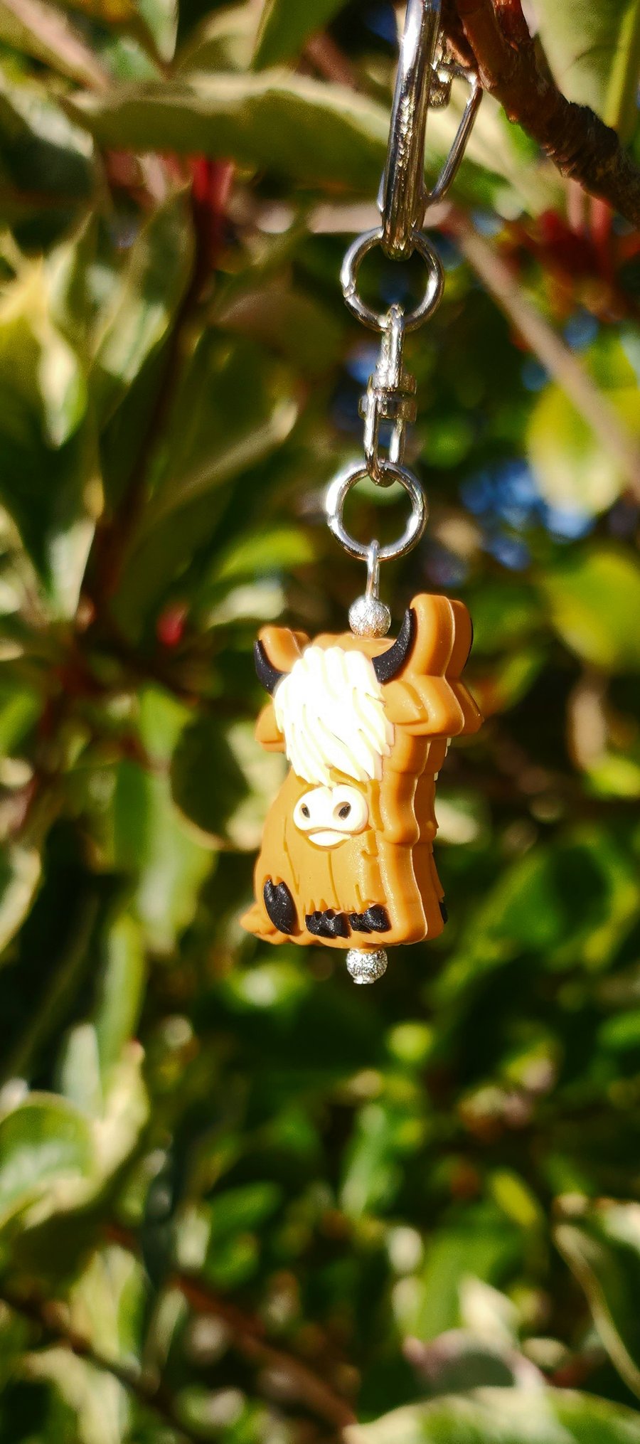 Highland Cow bag charm - dark brown 