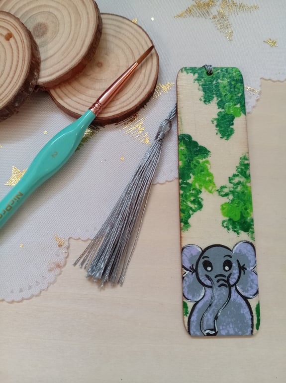 Wooden elephant bookmark