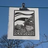 Original lino cut print "Fishing boats and hut on Faro" 