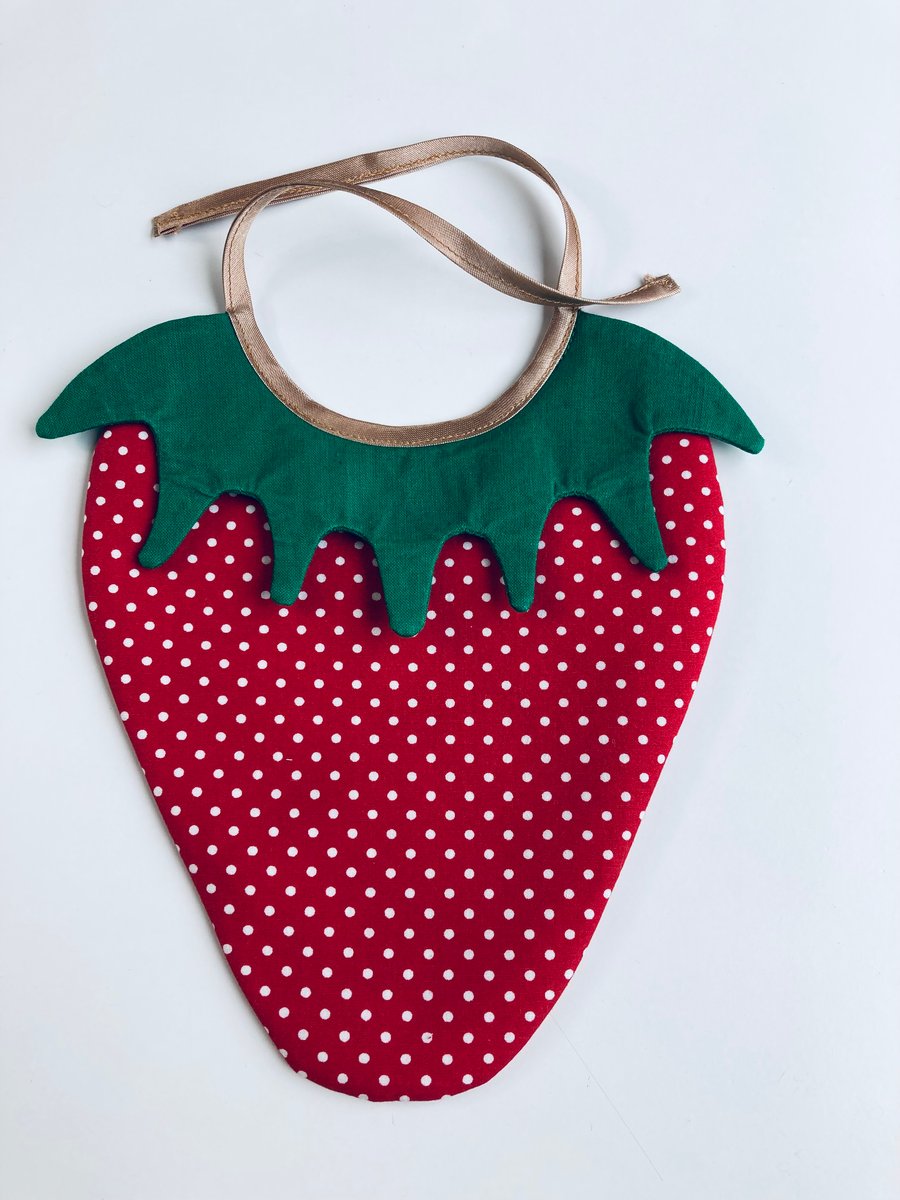 HANDMADE 3 LAYERS STRAWBERRY RED POLKA DOT BABY BIB