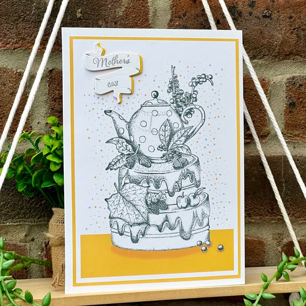 ‘Acorn Cake - Mother’s Day’ yellow - A5 Card