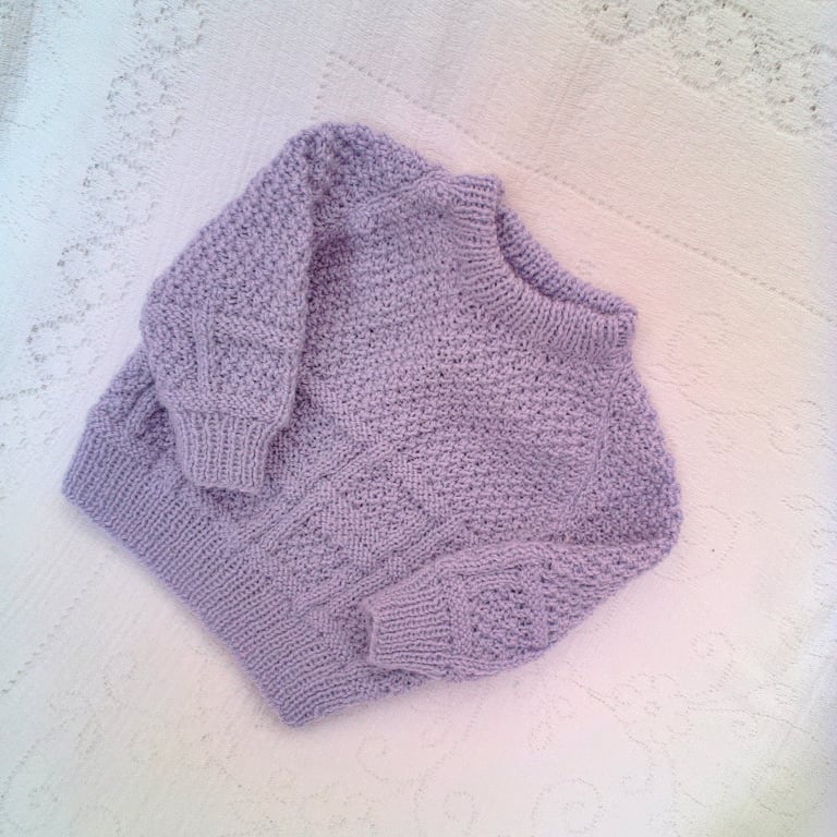 Hand Knitted Box Patterned Jumper with a Round Neck, Child's Jumper, Custom Make
