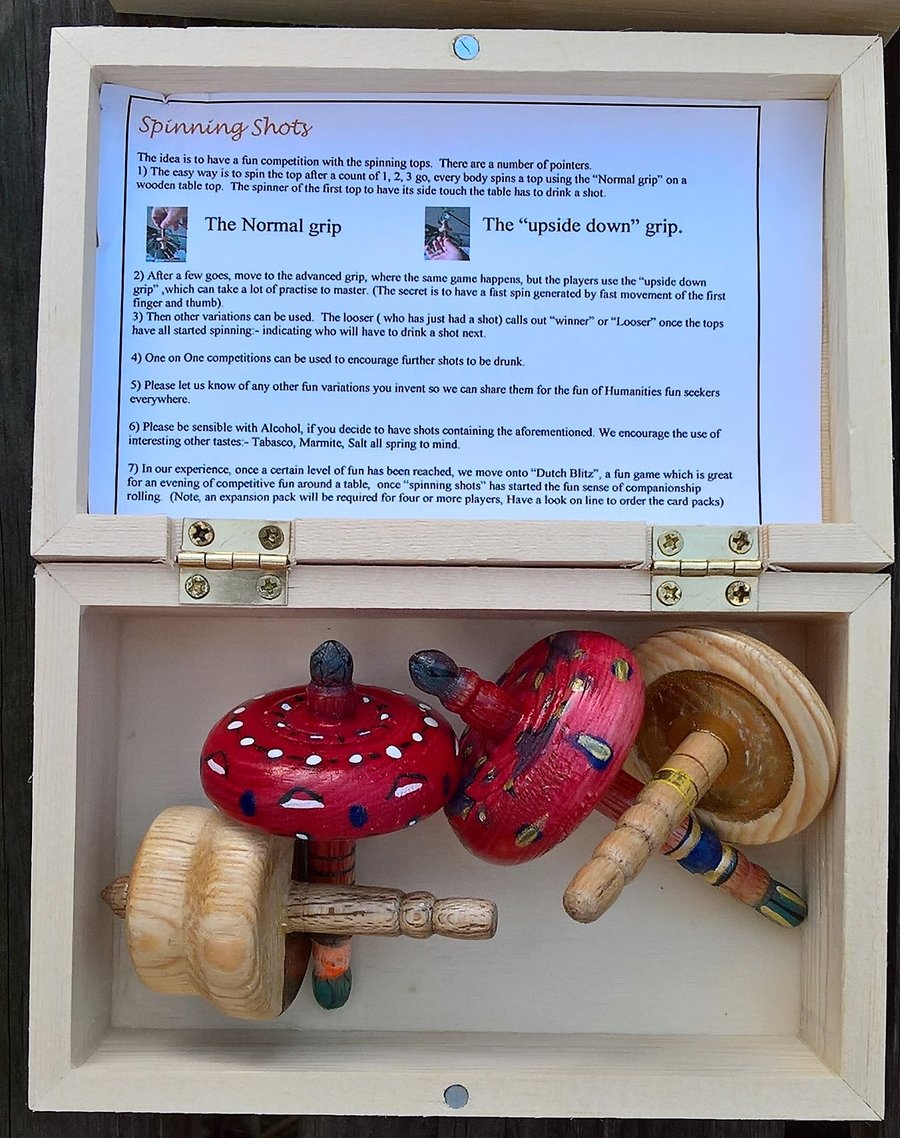 "Spinning Shots". A fun game with Spinning tops 