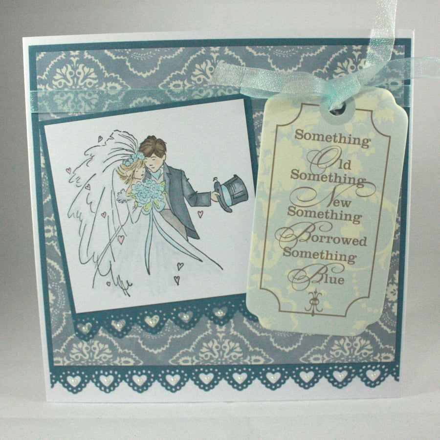 Handmade Wedding card - Something Old, Something New.....