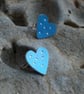 Blue heart studs with dots - Image 3
