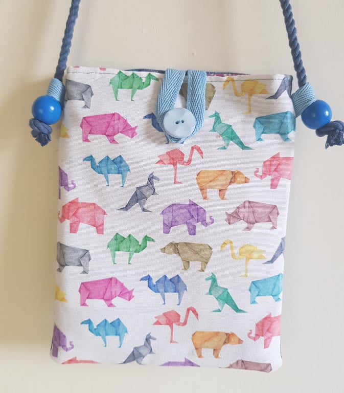 Cross body bag: animals in rainbow colours