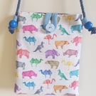 Cross body bag: animals in rainbow colours