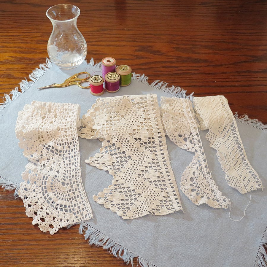 4 lengths of vintage lace