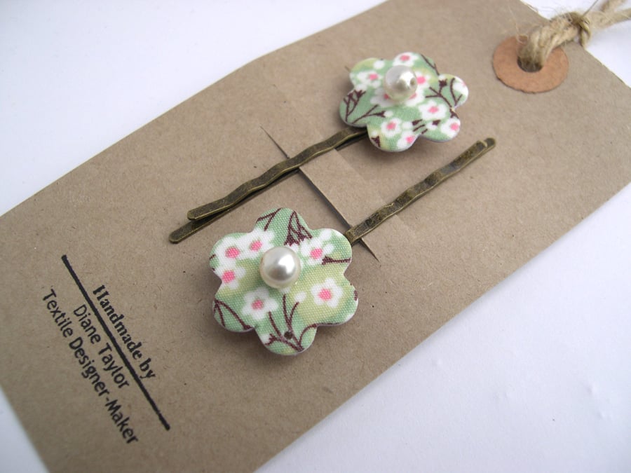 Hardened  Fabric Flower Hairclips