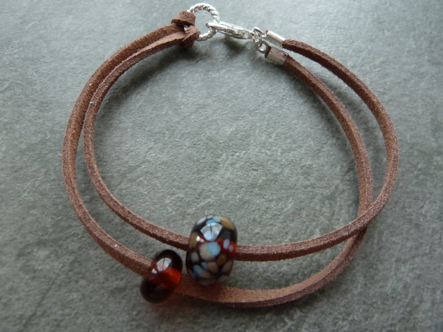 double stranded faux suede bracelet brown