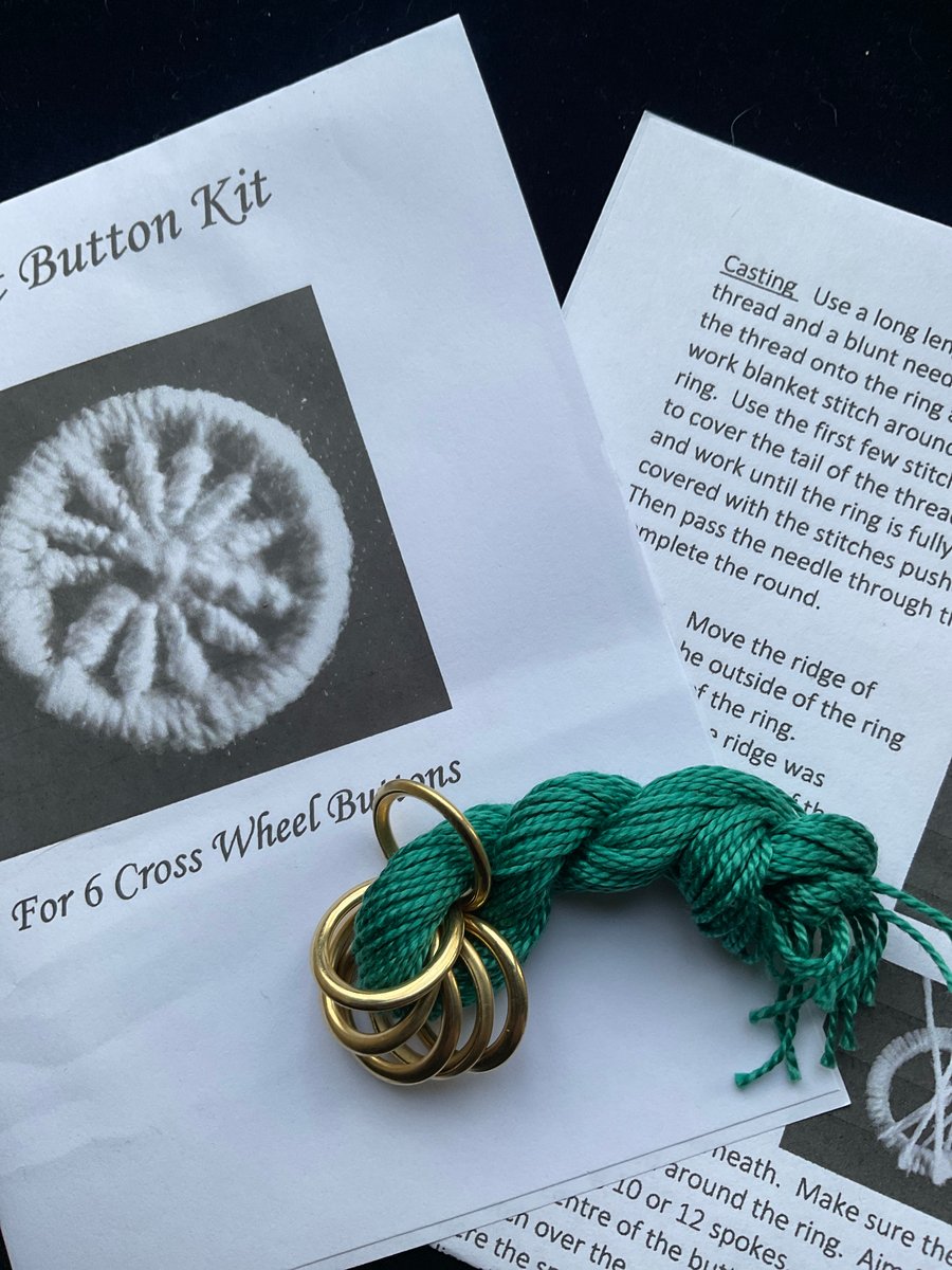 Kit to Make 6 x Dorset Cross Wheel Buttons, Peacock