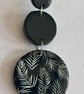 Gorgeous Black and White Fern Drop Earrings - Image 3