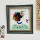 Painting on glass floral wall art Garden in Her Crown