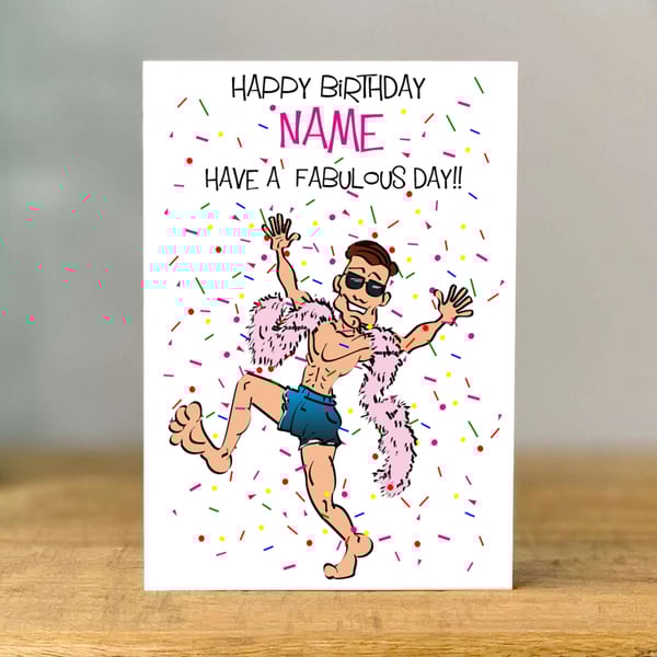 Personalized Gay Birthday Card, Funny Queen Card