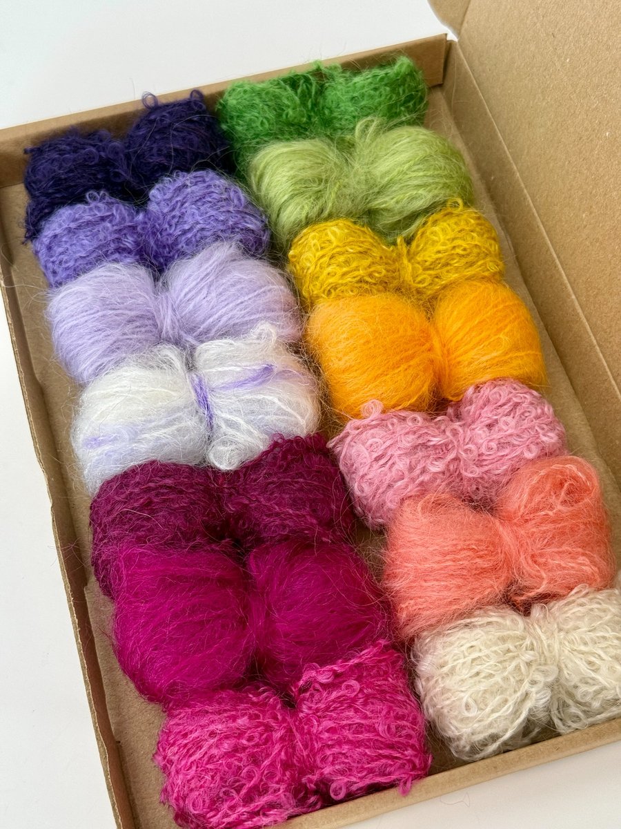 Image of Small Spring Bouquet Mohair Wool Yarn Selection Pack for Wet Felting