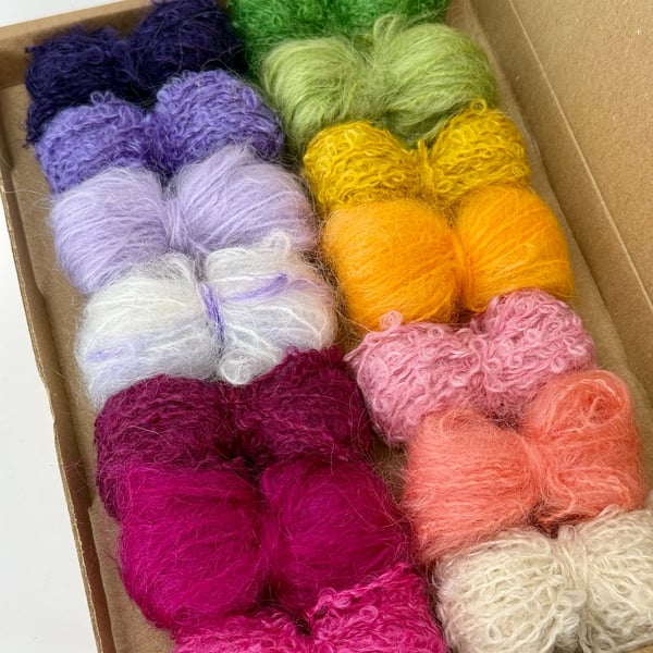 Small Spring Bouquet Mohair Wool Yarn Selection Pack for Wet Felting