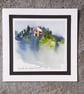 Abstract Handpainted Blank Card Of A Hilltop Cottage With Trees - Image 7