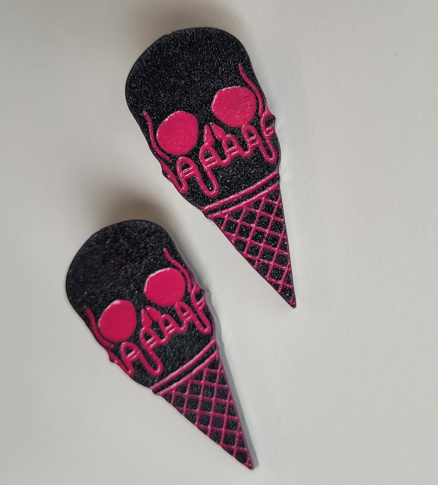 Skull Hair Clips Ice Cream Drip, Emo Gothic Hair Accessories