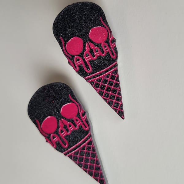 Skull Hair Clips Ice Cream Drip, Emo Gothic Hair Accessories