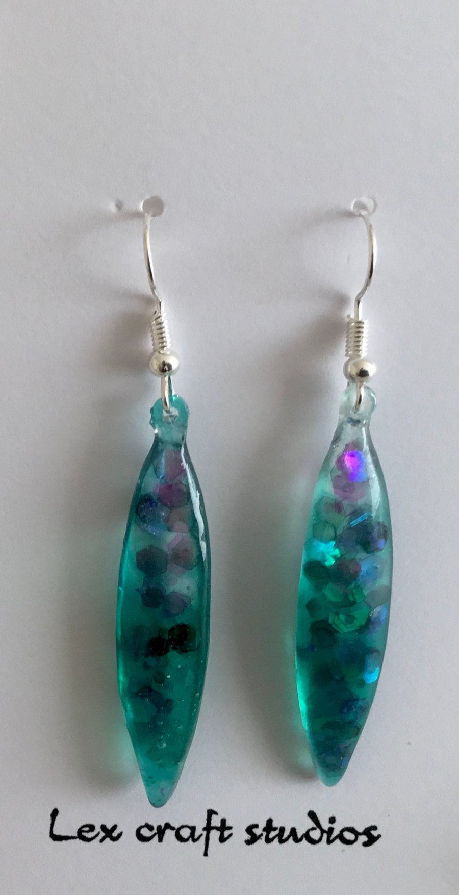 Blue and green sparkle earrings 