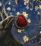 Fine Art Greeting Card "Once Upon A Midnight." Ravens in love. Glittered - Image 2