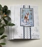  CHRISTMAS CARDS,( pack of 4, large ) Deer . Nature . Traditional. Red, gold. - Image 1