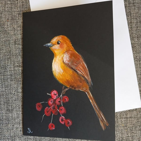 Bird Greetings Card, Hand Painted, Original Painting, unique card