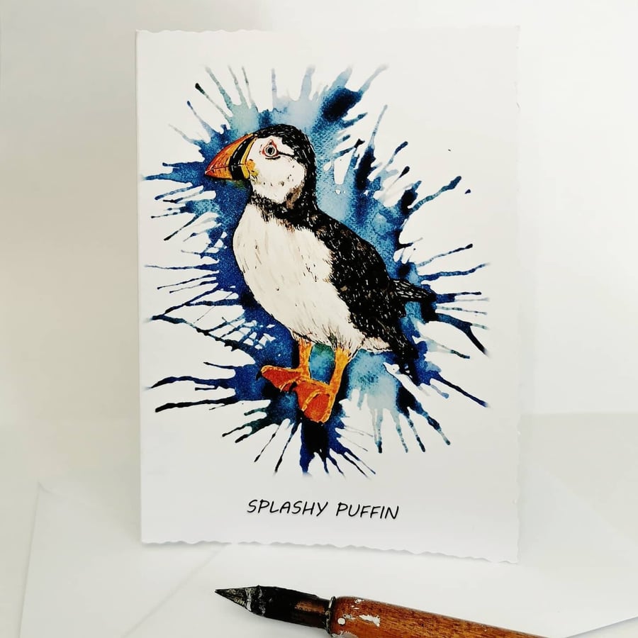 Puffin Birthday Card Greetings Card bird birthday card Blank Card Wildlife card 