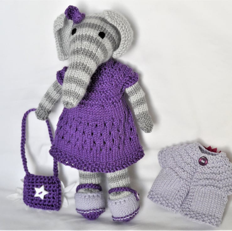 Hand Knitted Elephant With Clothes Soft Plush T... Folksy