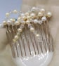 Cream Pearl and Crystal Bow Hair Comb, Beaded Hair Accessory, Prom Accessory - Image 9