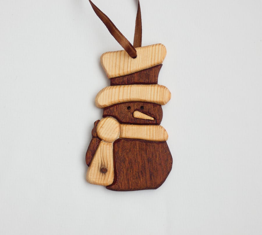 One of a Kind Handmade Wooden Snowman Christmas Decoration