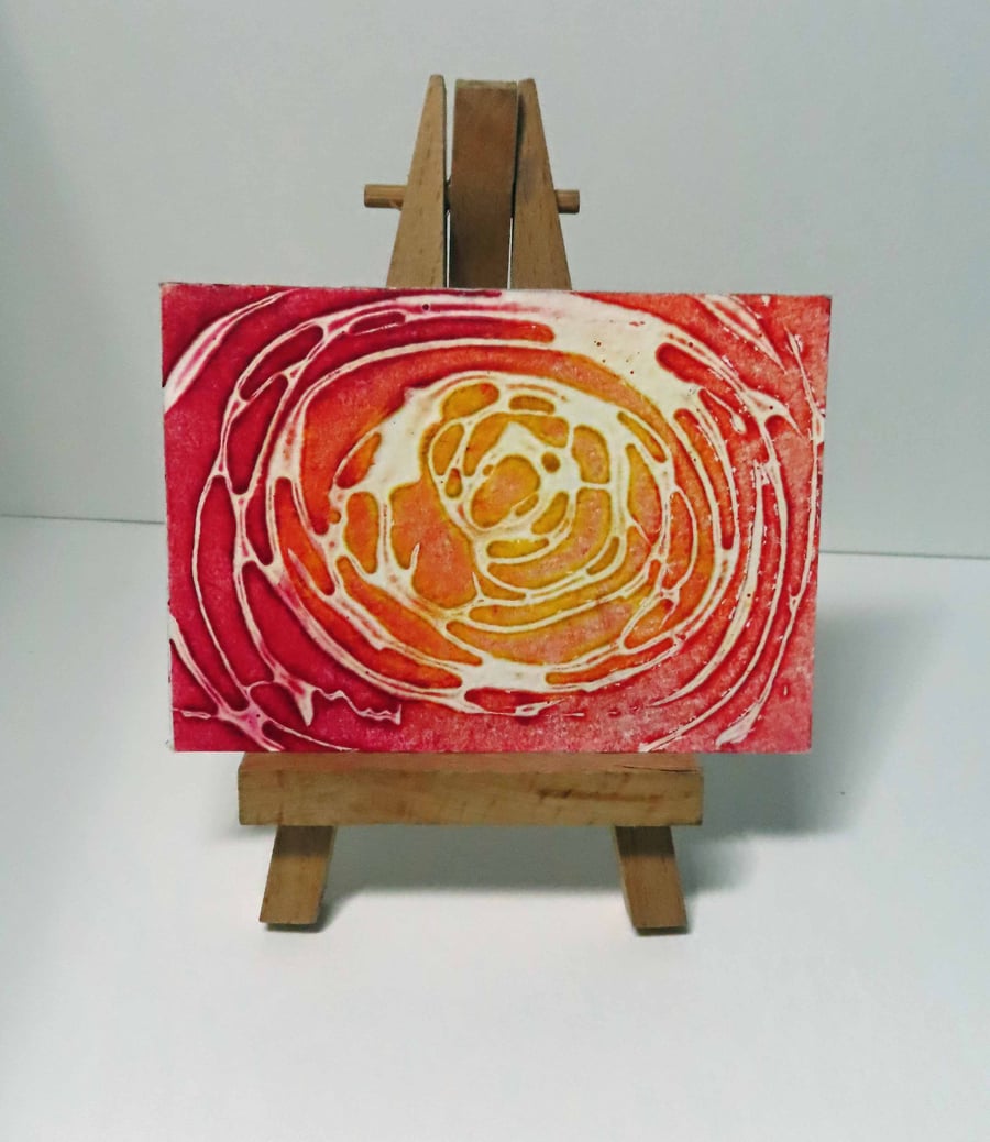 ACEO Swirl 1 Original Collagraph Print OOAK 