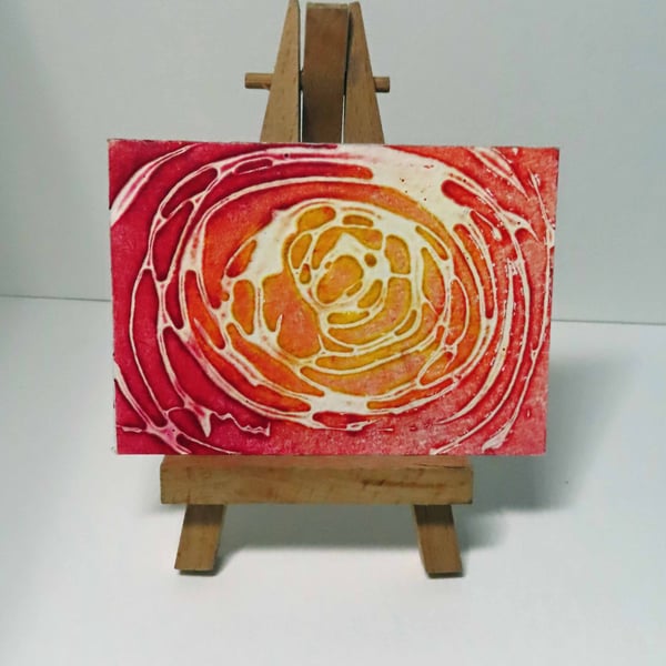 ACEO Swirl 1 Original Collagraph Print OOAK 